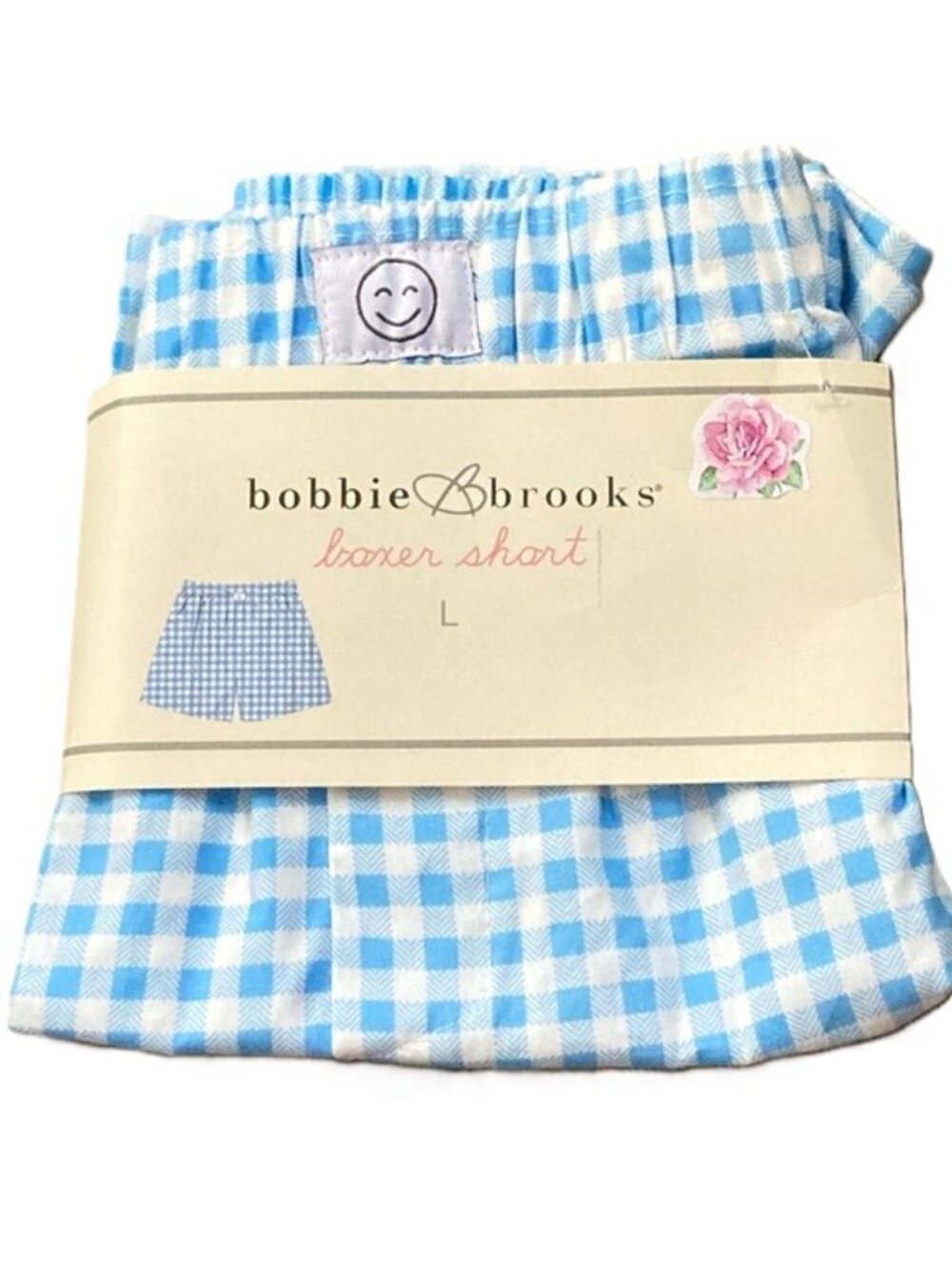 BOBBIE BROOKS Sleep Lounge Boxer Shorts Cotton Blue Plaid Womens Large NEW